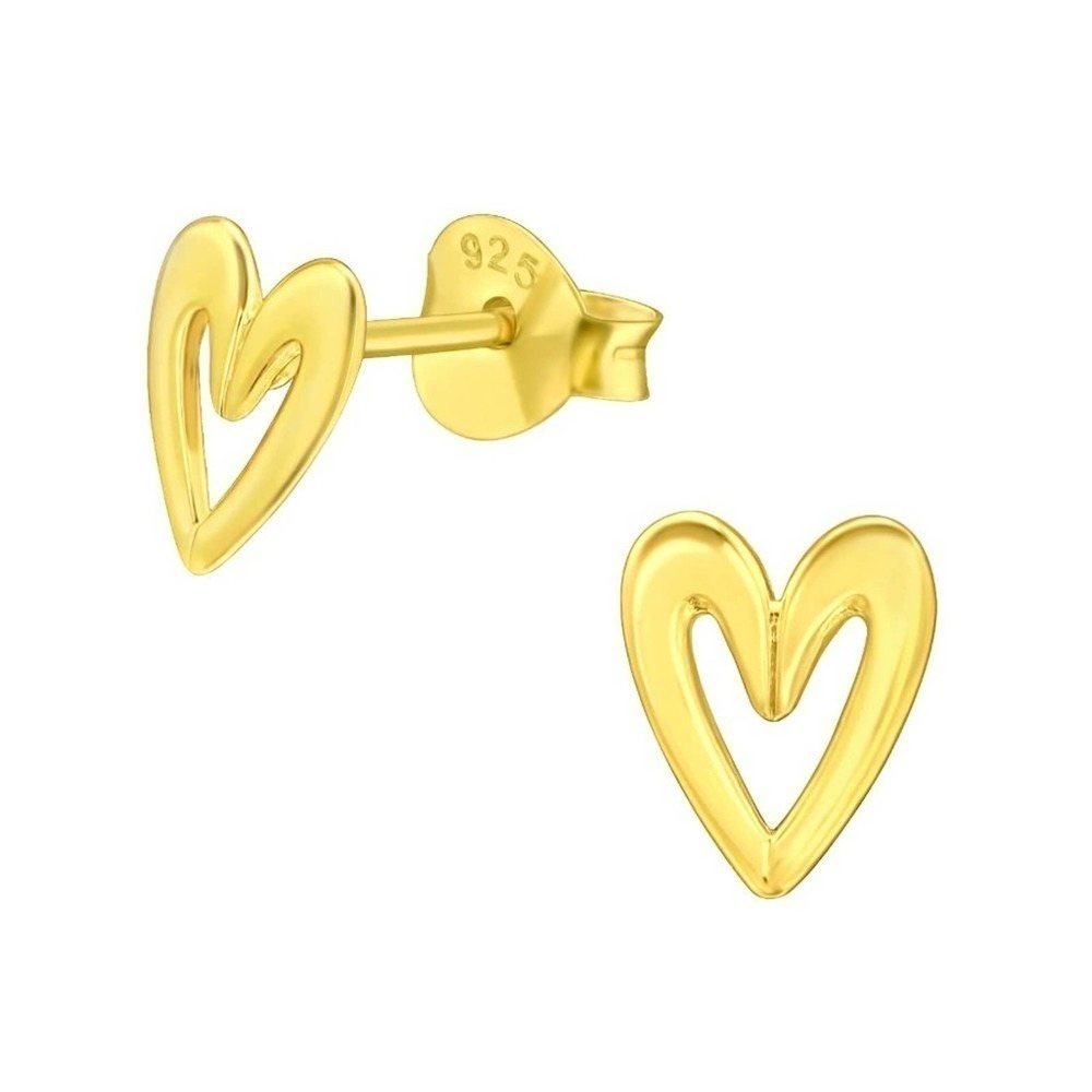 Gold Simple Heart Tiny Stud Earrings